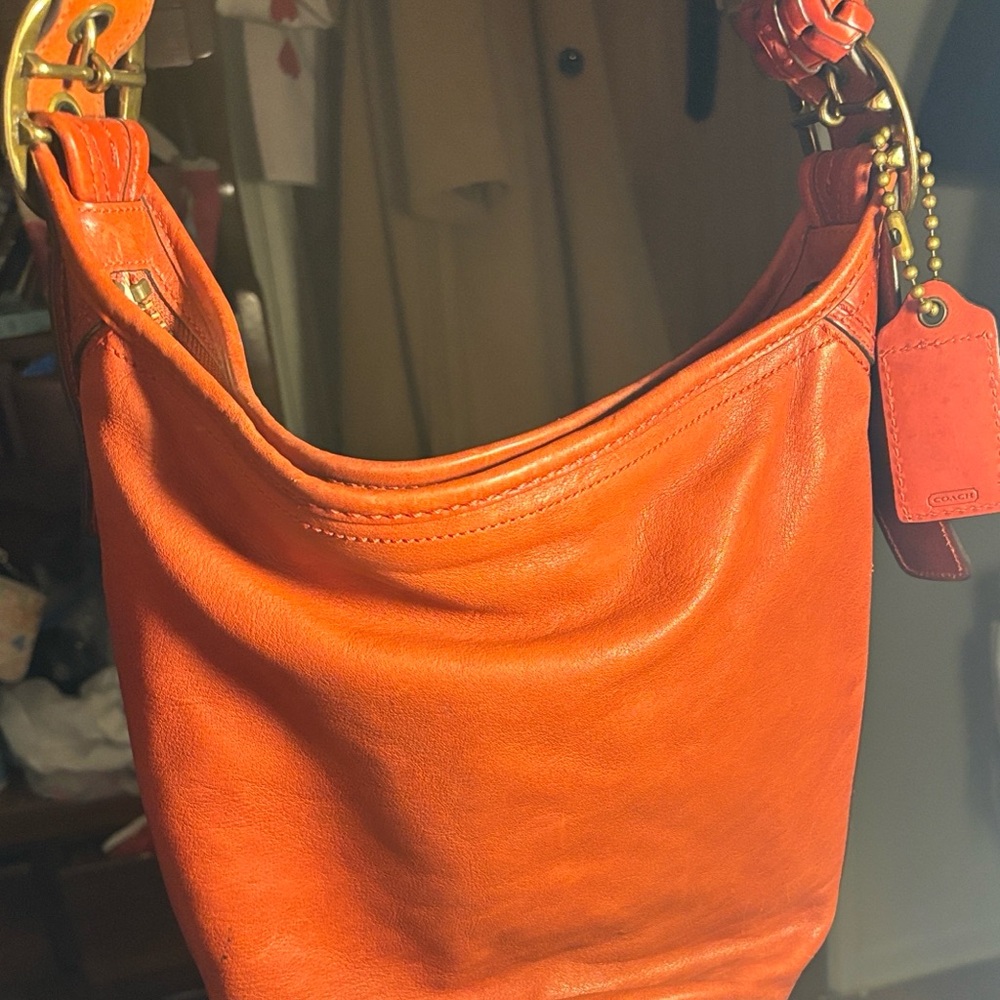 Coach 11422 dark Orange Leather Shoulder Bag